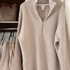 H&M Beige Half-Zip Sweater
